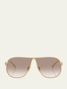 Miu Miu Gold Metal Aviator Sunglasses with Pink Lenses